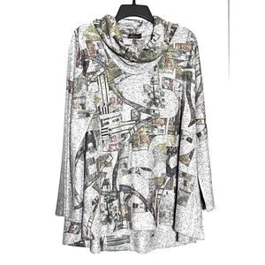 Inoah Tunic Top Abstract Art to Wear Colorful Knit Oversized Top size L / Large